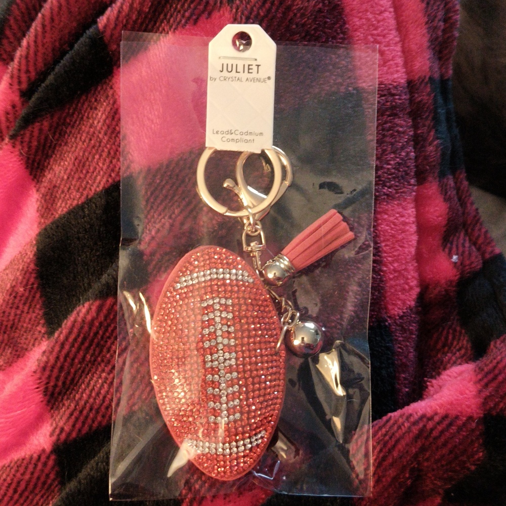 Beautiful Rhinestone Football keychain